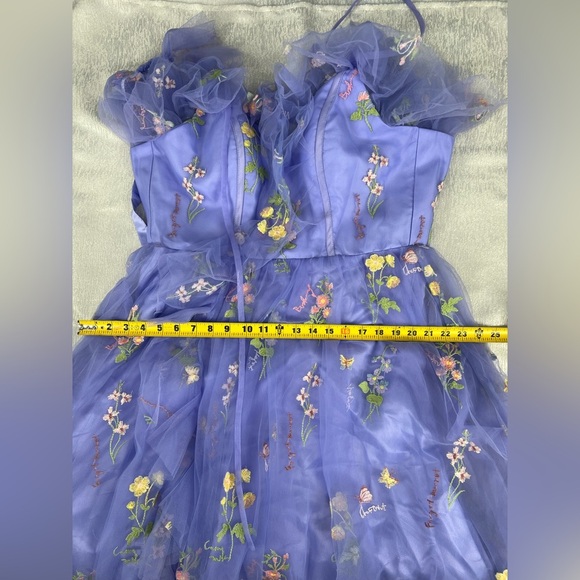 Fairycore formal Spaghetti Strap Floral Embriodered Dress in Purple size 10 NWOT - Picture 11 of 16